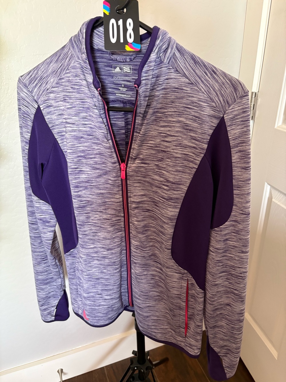 adidas Women's Heathered Light Purple and Deep Purple Full-Zip Utility Jacket